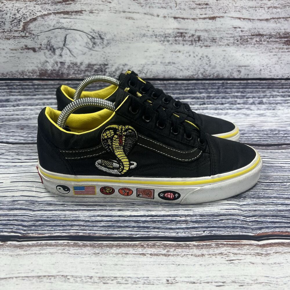 Vans X Cobra Kai Old Skool Black Yellow Sneakers Shoes, Women’s Size 6.5